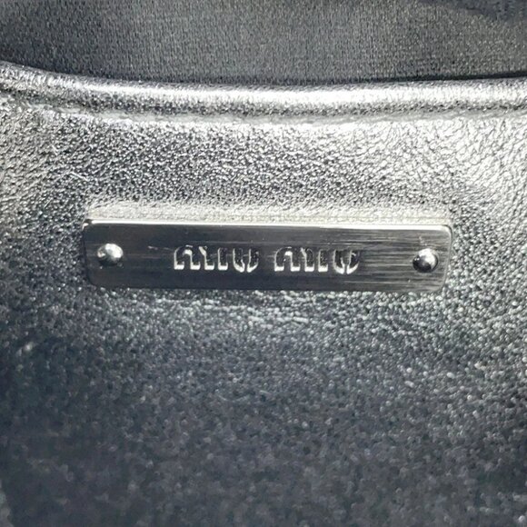 MIUMIU Matelassé Round Shoulder Bag Leather Silver 5BH191 - Picture 7 of 9